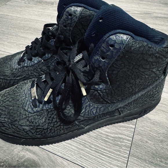 Size 13 - Nike Air Force 1 Black & Blue High Top Elephant Print 2012 Preowned main image 4